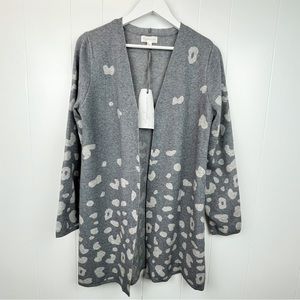 Magnolia Grace Freddie Open Front Cardigan Grey Leopard Print